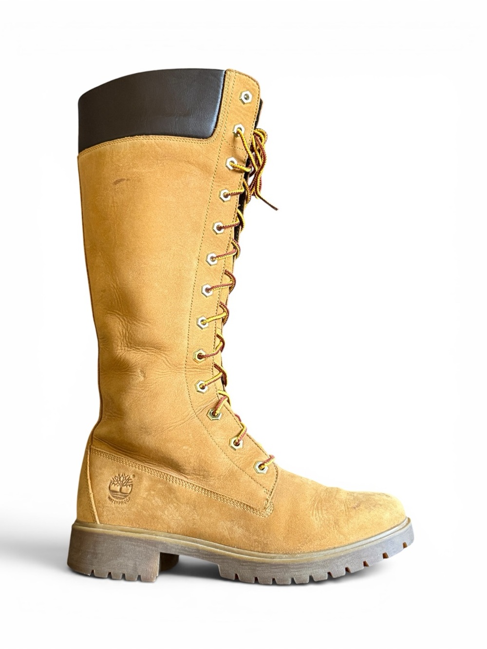 TIMBERLAND Tall Lace-Up Boot in Wheat/Black Size 7.5 Women